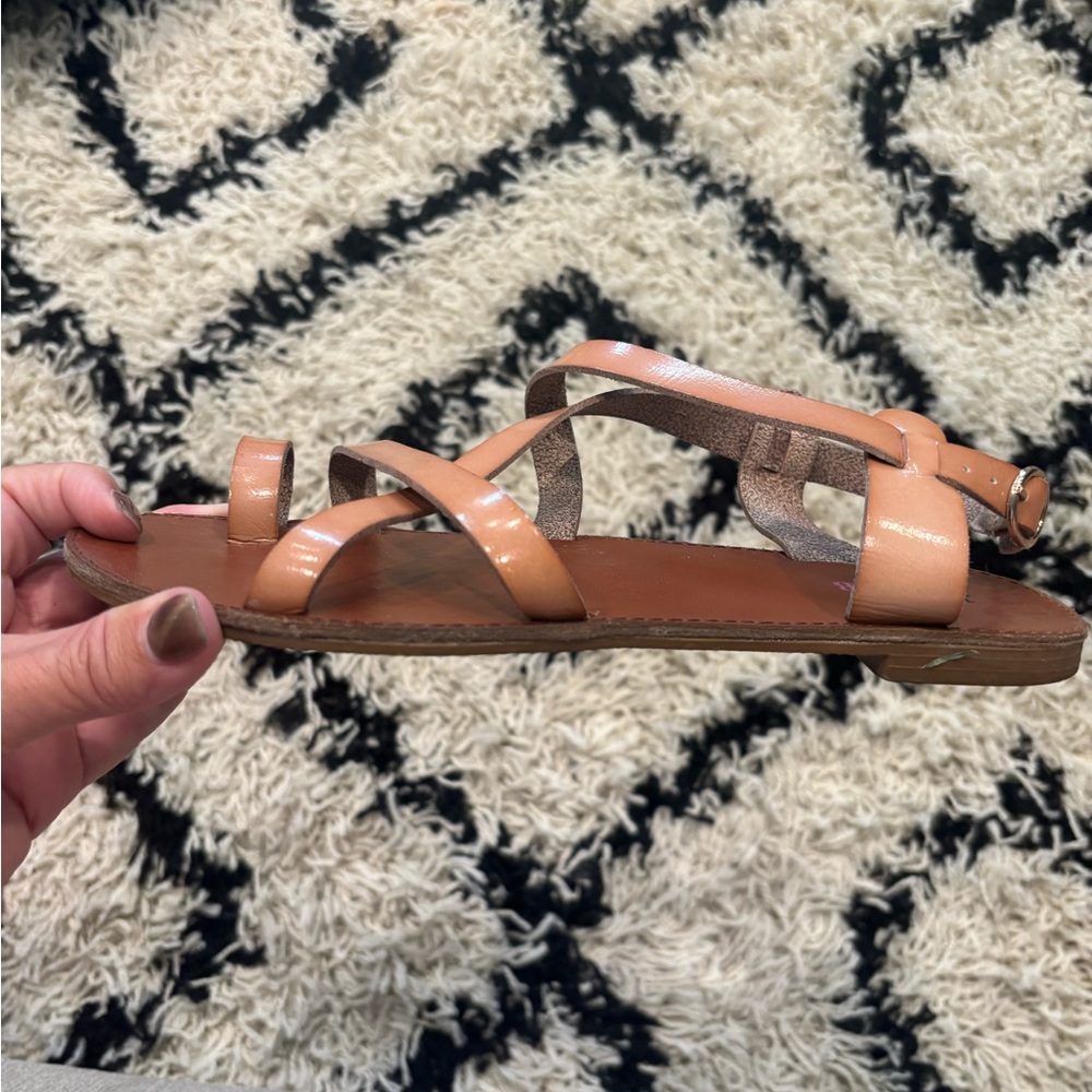 Women's Tan Leather Strappy Sandals